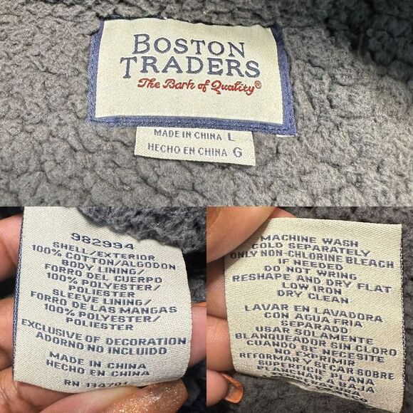 Boston Traders Jacket Men’s Large Sherpa Lined Cable Knit Zip Up Farm Coat - Picture 10 of 11